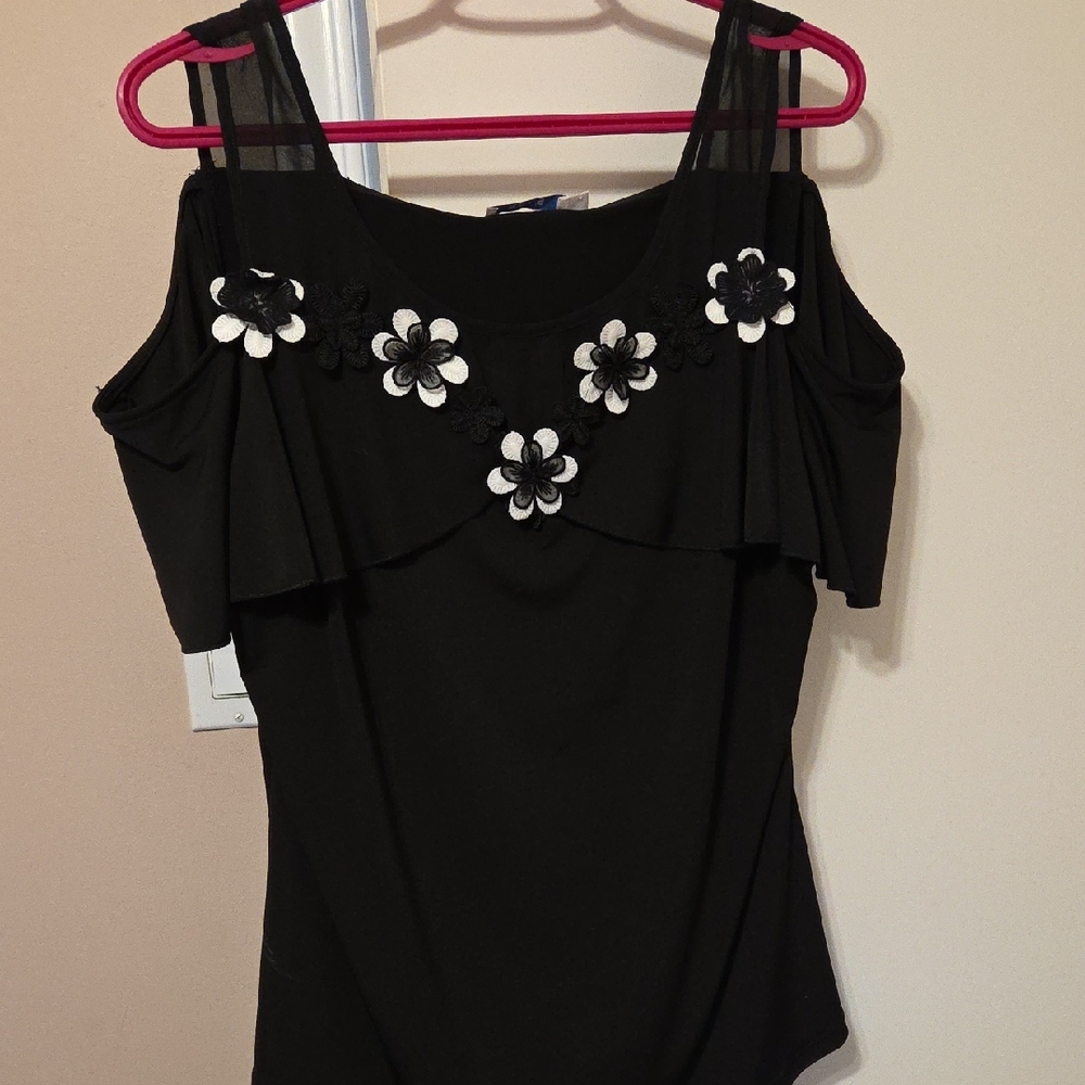 Ricki's Black Floral Embellished Blouse